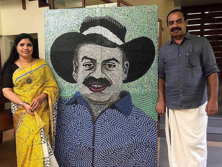 19,278 ബട്ടണുകള്‍; സത്യന്‍ അന്തിക്കാട് ചിത്രം തീര്‍ത്ത് ജീന നിയാസ്