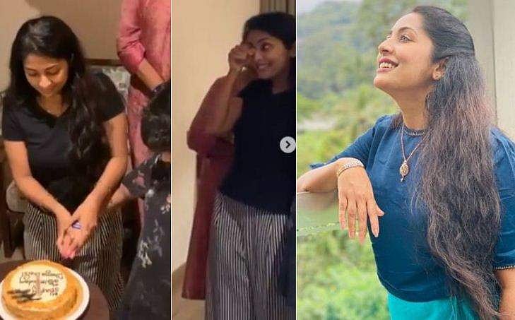 ആദ്യം പൊട്ടിച്ചിരിച്ചു, പിന്നെ കരച്ചിൽ; പിറന്നാൾ സർപ്രൈസിൽ അമ്പരന്ന് നവ്യ, വിഡിയോ 