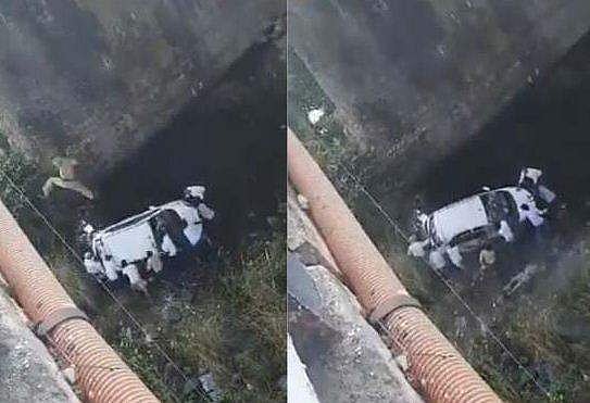 രക്ഷാപ്രവര്‍ത്തനം നിരീക്ഷിക്കവെ പൊലീസുകാരന്‍ പാലത്തില്‍ നിന്ന് വീണ് മരിച്ചു; നടുക്കുന്ന വീഡിയോ 