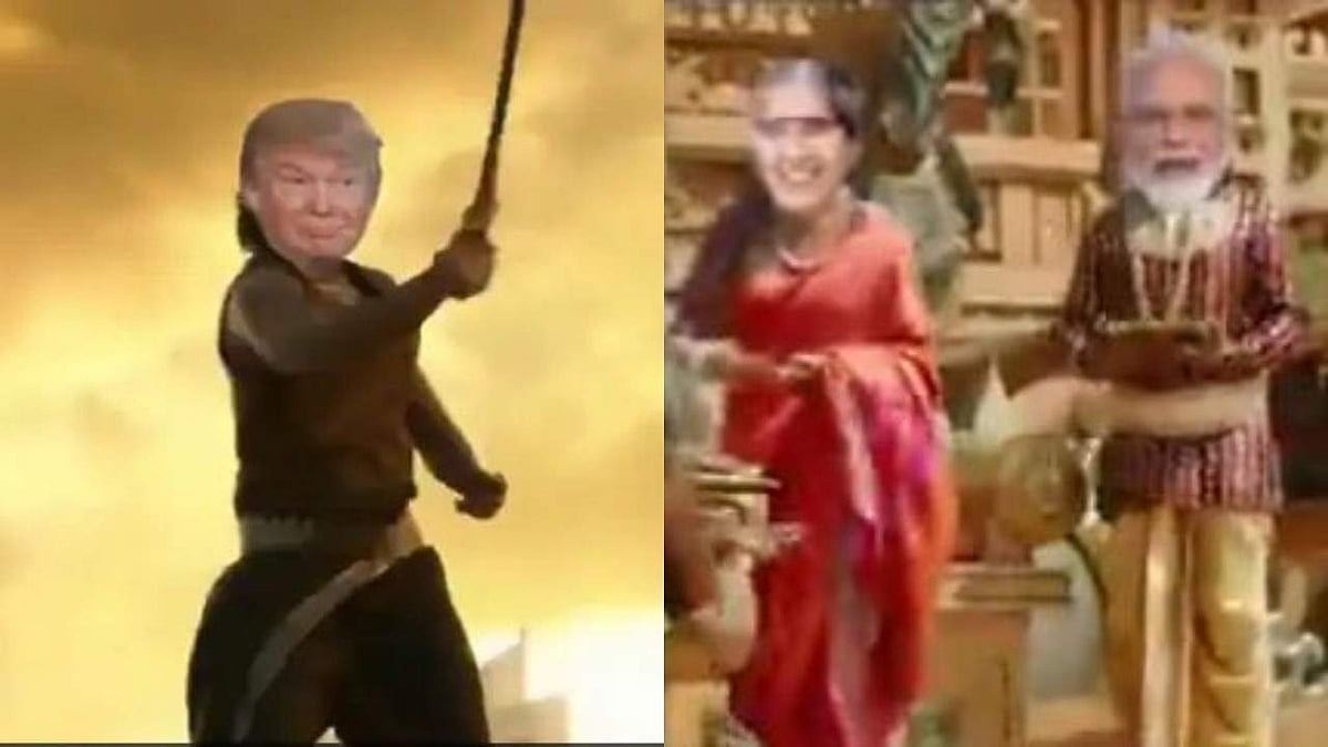ബാഹുബലിയായി ട്രംപ്, കുതിരപ്പുറത്തേറി വാളേന്തി യുദ്ധം ചെയ്ത് അമേരിക്കന്‍ പ്രസിഡന്റ്, സഹായിയായി മോദി, ചിരിച്ച് സോഷ്യല്‍മീഡിയ ( വീഡിയോ)