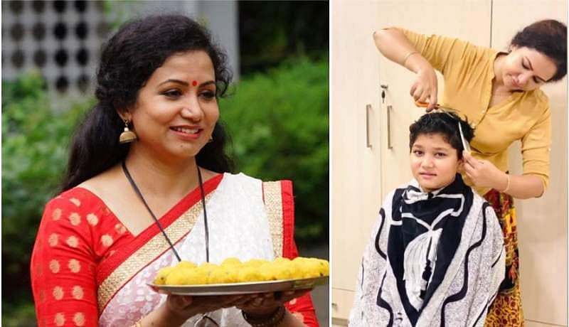 മകന് കൊറോണ സ്പെഷ്യൽ ഹെയർ കട്ടുമായി ഷീലു എബ്രഹാം; ഒരു സലൂൺ തുടങ്ങിക്കോളാൻ കമന്റ്; വിഡിയോ