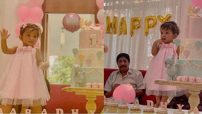 ‌ധ്യാൻ ശ്രീനിവാസന്റെ മകളുടെ ഒന്നാം പിറന്നാൾ, ആരാധ്യയെ രസിപ്പിച്ച് ശ്രീനിവാസനും; ചിത്രങ്ങൾ 