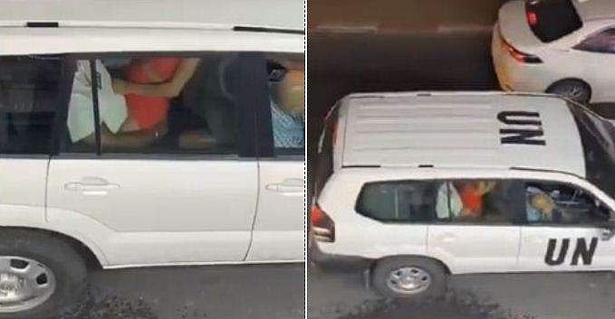 യുഎന്നിന്റെ ഔദ്യോഗിക വാഹനത്തിലിരുന്ന് നടു റോഡില്‍ കമിതാക്കളുടെ ലൈംഗിക ബന്ധം; വിവാദം