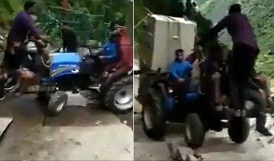 കേദര്‍നാഥ് ക്ഷേത്രത്തിന്റെ കുത്തനെയുളള പടിക്കെട്ടുകള്‍ ഓടിച്ചു കയറ്റുന്ന ട്രാക്ടര്‍, അമ്പരപ്പിക്കുന്ന വീഡിയോ 