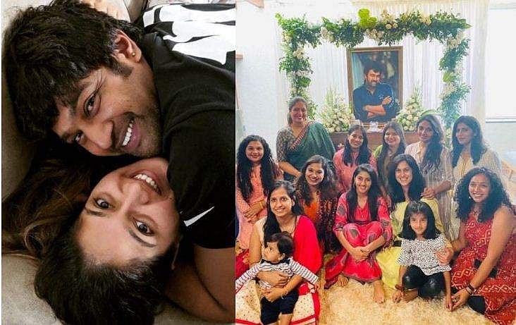 'ചീരു, എന്റെ പുഞ്ചിരിയുടെ കാരണം നീയാണ്'; ചിരഞ്ജീവിയുടെ ചിത്രത്തിനു മുൻപിൽ ഒന്നിച്ച് കുടുംബം, വേർപാടിന്റെ ഒരു മാസം
