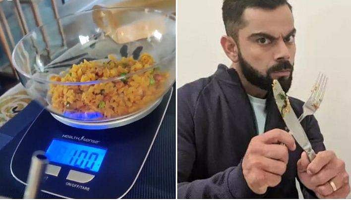 കൃത്യം 100 ഗ്രാം, കണക്ക് നോക്കി ഭക്ഷണം കഴിക്കുന്ന കോഹ്‌ലിയുടെ വീഡിയോയുമായി അനുഷ്‌ക