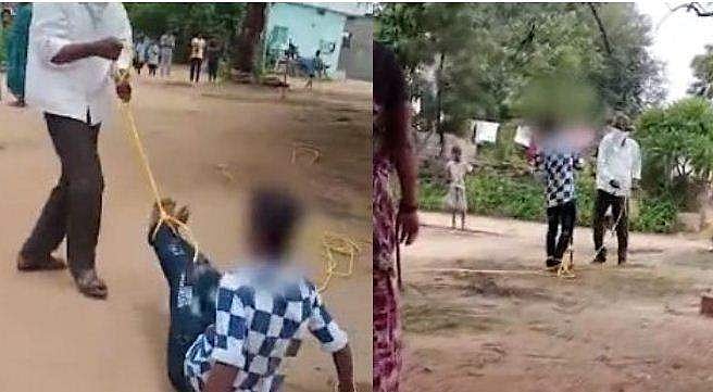 14 കാരനെ കാലില്‍ കൂട്ടിക്കെട്ടി റോഡിലൂടെ വലിച്ചിഴച്ചു, കുറ്റിയില്‍ കെട്ടിയിട്ട് ക്രൂരമായി മര്‍ദ്ദിച്ചു; വീഡിയോ വൈറലായി, അറസ്റ്റ്