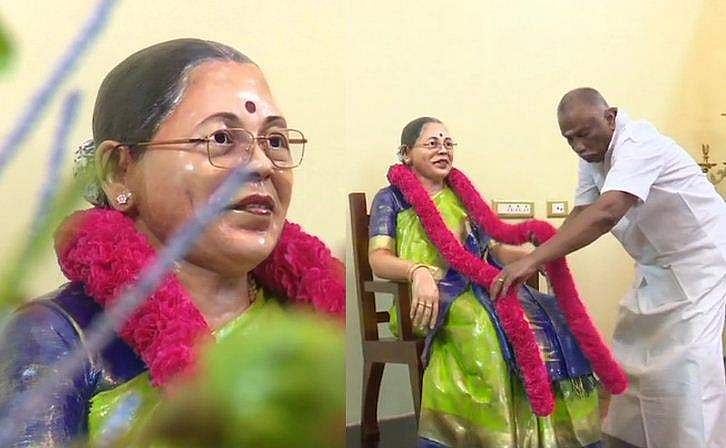 പച്ച സാരി ചുറ്റി എന്നും പിച്ചൈമണിയെ സ്വീകരണമുറിയിൽ കാണാം; ഭാര്യയുടെ വിയോഗം താങ്ങാനാവാതെ പ്രതിമ സ്ഥാപിച്ച് ഭർത്താവ്- വിഡിയോ