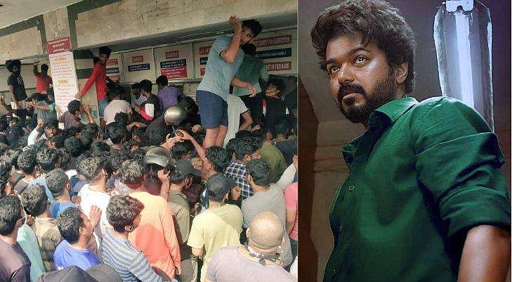 കോവിഡ് പോലും പേടിച്ചോടും! മാസ്റ്റർ ടിക്കറ്റ് ബുക്കിന് തിയറ്ററിന് പുറത്ത് ആരാധകരുടെ കൂട്ടയിടി; ചിത്രങ്ങൾ