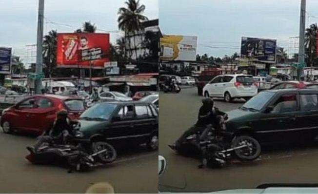 ഇടിച്ചിട്ട കാർ യുവാവിനെ വലിച്ചുകൊണ്ടുപോയത് മുപ്പത് മീറ്ററോളം; അത്ഭുതകരമായ രക്ഷപ്പെടൽ