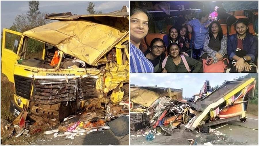 കൂട്ടുകാരികളുടെ വിനോദ യാത്ര അവസാനിച്ചത് ദുരന്തത്തിൽ; മിനി ബസിലേക്കു മണൽ ലോറി ഇടിച്ചു കയറി; 13 പേർക്ക് ദാരുണാന്ത്യം
