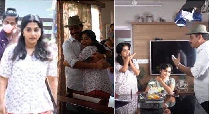 തുള്ളിച്ചാടി മീര ജാസ്മിൻ, ആലിം​ഗനം ചെയ്ത് വരവേറ്റ് സത്യൻ അന്തിക്കാട്; വിഡിയോ