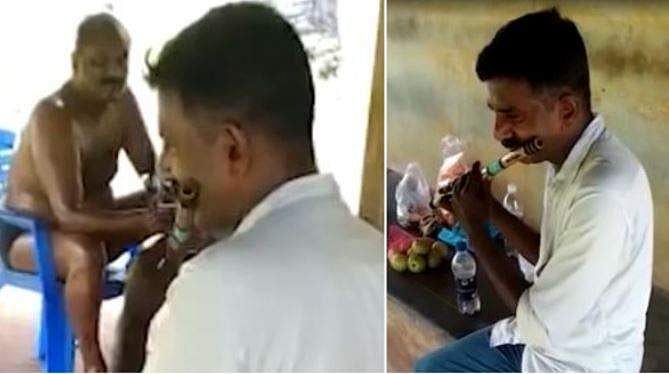 ഓയിൽ മസാജും മദ്യപാനവുമായി വിശ്രമിക്കുന്ന ഡപ്യൂട്ടി കമ്മീഷണർ; ഓടക്കുഴൽ വായിക്കാൻ പൊലീസുകാരൻ; വിവാദം