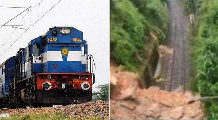 റെയില്‍വെ ട്രാക്കില്‍ മൂന്നിടത്ത് മണ്ണിടിഞ്ഞു, പാളത്തില്‍ വെള്ളം കയറി; രണ്ട് ട്രെയിന്‍ റദ്ദാക്കി; തിരുവനന്തപുരത്ത് കണ്‍ട്രോള്‍ റൂം തുറന്നു
