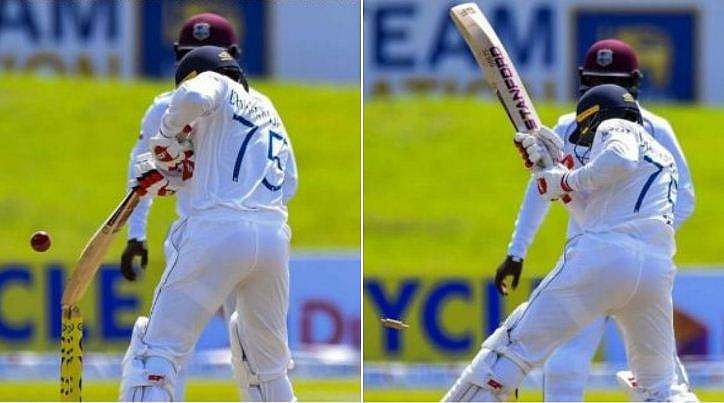 'എന്തൊരു കഷ്ടമാണ്'- പന്ത് തടയാൻ ശ്രമിച്ചു; വിക്കറ്റും അടിച്ചു തെറിപ്പിച്ച് ലങ്കൻ താരത്തിന്റെ 'വിചിത്ര' പുറത്താകൽ (വീഡിയോ)
