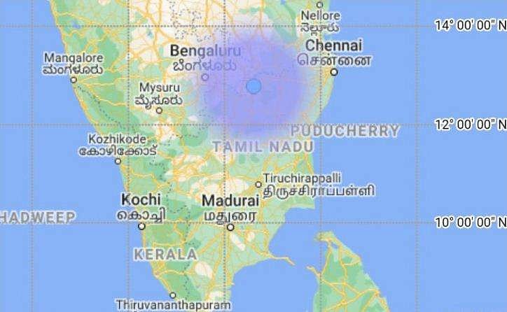 തമിഴ്‌നാട്ടിലെ വെല്ലൂരിൽ ഭൂചലനം; 3.6 തീവ്രത  
