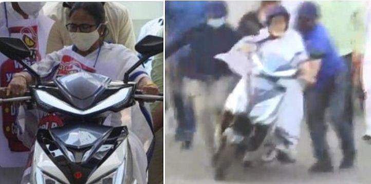 ബാലന്‍സ് തെറ്റി മുഖ്യമന്ത്രി സ്‌കൂട്ടറില്‍ നിന്നും താഴേക്ക് ; താങ്ങിപ്പിടിച്ച് സുരക്ഷാ ഉദ്യോഗസ്ഥര്‍ ( വീഡിയോ)