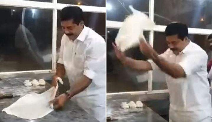 വീശിയടിച്ച് പൊറോട്ട ഉണ്ടാക്കി റോഷി അ​ഗസ്റ്റിൻ; കൈയടിച്ച് ഒപ്പമുള്ളവർ (വീഡിയോ)