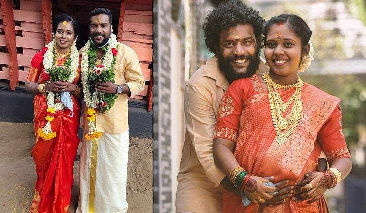 ഉള്ളതുകൊണ്ട് ഒരുമയോടെ ഒരുവർഷം; ഒന്നാം വിവാഹ വാർഷികം ആഘോഷിച്ച് മണികണ്ഠനും അഞ്ജലിയും