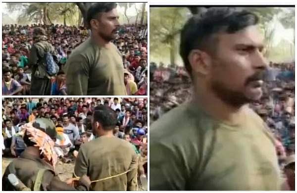 ചുറ്റും കൂടിയിരിക്കുന്ന നൂറുകണക്കിന് ഗ്രാമീണര്‍; കൈകള്‍ പിന്നില്‍ കെട്ടി കമാന്‍ഡോ, തോക്കേന്തി മാവോയിസ്റ്റുകള്‍, വീഡിയോ പുറത്ത്