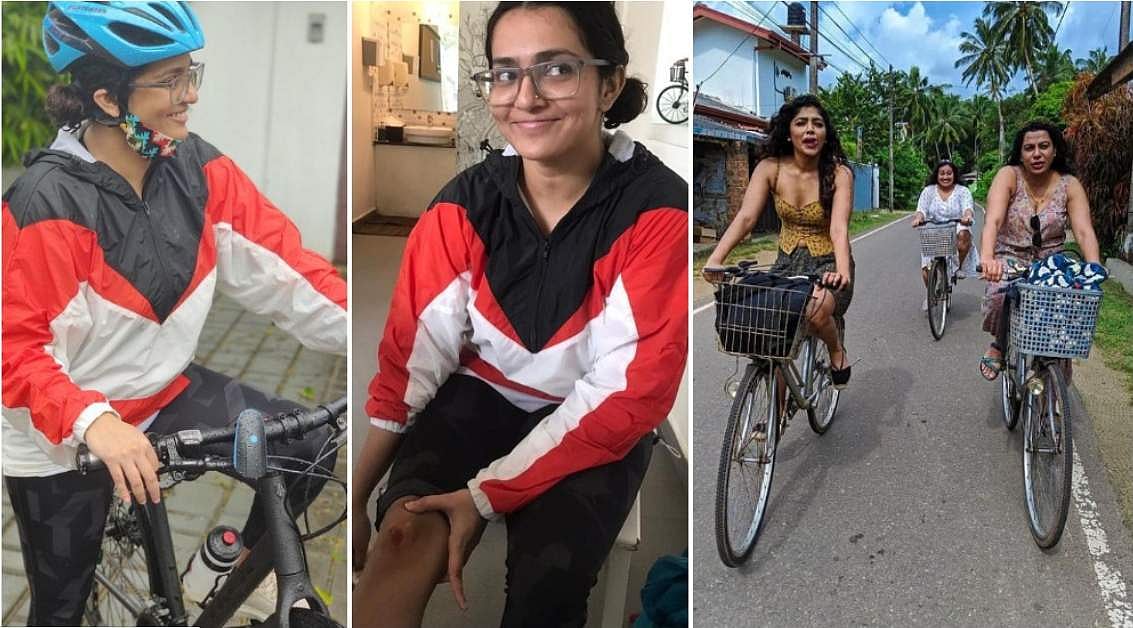 സൈക്കിളിൽ നിന്ന് വീണ് മുട്ടുപൊട്ടിയിരിക്കുന്ന പാർവതി, ഫ്രണ്ട്സിനൊപ്പം കറങ്ങുന്ന റിമ; സൈക്കിൾ ഡേ വിശേഷങ്ങൾ