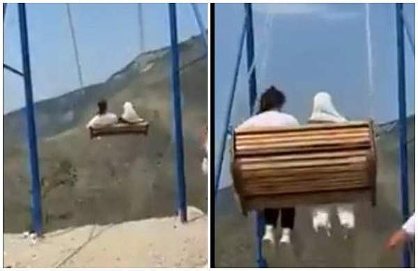 ആറായിരം അടി ഉയരമുള്ള മലയ്ക്ക് മുകളില്‍ ഊഞ്ഞാലാട്ടം; പിടിവിട്ട് യുവതികള്‍ താഴേക്ക് പതിച്ചു (വീഡിയോ)