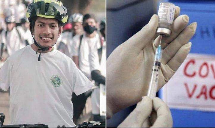 കൈകളില്ല, കാലിലൂടെ വാക്സിൻ സ്വീകരിച്ച് പ്രണവ്; കേരളത്തിൽ ആ​ദ്യം