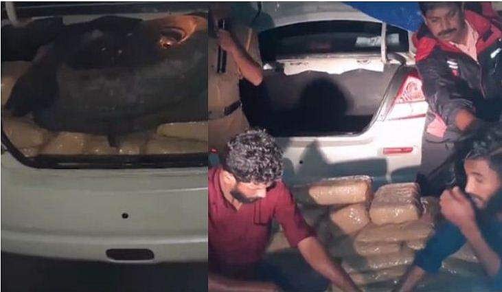 കാറിന്റെ ഡിക്കിയിൽ ഒളിപ്പിച്ച്  141 കിലോ കഞ്ചാവ്, വാഹനപരിശോധനയ്ക്കിടെ രണ്ടുപേർ പിടിയിൽ 