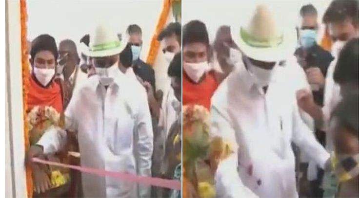 മുറിക്കാന്‍ കത്രികയില്ല ; ക്ഷുഭിതനായി നാട പറിച്ചെറിഞ്ഞ് മുഖ്യമന്ത്രി ( വീഡിയോ)