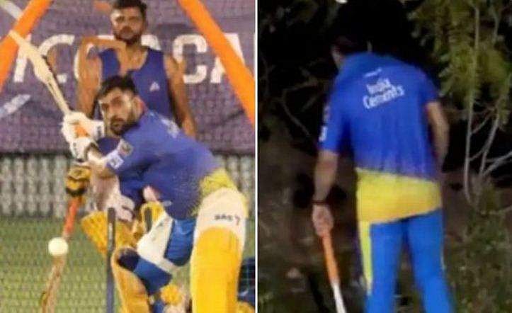 കൂറ്റന്‍ സിക്‌സ് പറത്തി ധോനി, പിന്നാലെ പന്ത് തെരഞ്ഞ് സഹതാരങ്ങള്‍ക്കൊപ്പം