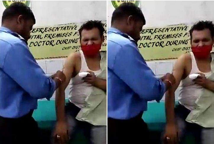 സർക്കാർ ആശുപത്രിൽ രോ​ഗിക്ക് കുത്തിവയ്പ്പെടുത്ത് സെക്യൂരിറ്റി; വിഡിയോ വൈറലായി