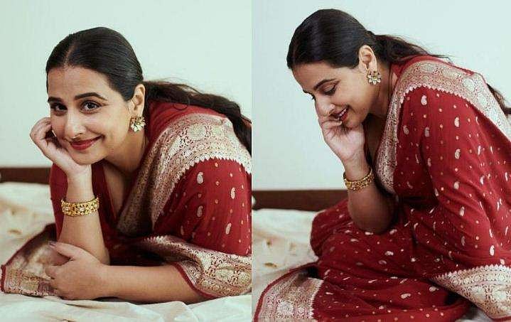 ചുവപ്പ് ബനാറസി സാരി ചുറ്റി വിദ്യ ബാലൻ, 'പരം സുന്ദരി' എന്ന് ആരാധകർ 