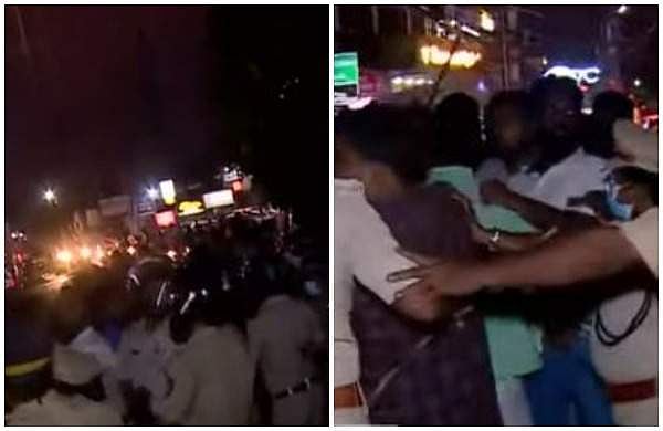 സുധാകരന്റെ വേദിക്കരികെ പ്രതിഷേധവുമായി ഡിവൈഎഫ്ഐ; മലപ്പുറത്ത് സംഘര്ഷം