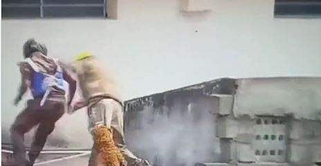 കാല്‍ ലക്ഷ്യമാക്കി ചാടി പുലി; വനംവകുപ്പ് ഉദ്യോഗസ്ഥന്‍ രക്ഷപ്പെട്ടത് തലനാരിഴയ്ക്ക് - വീഡിയോ