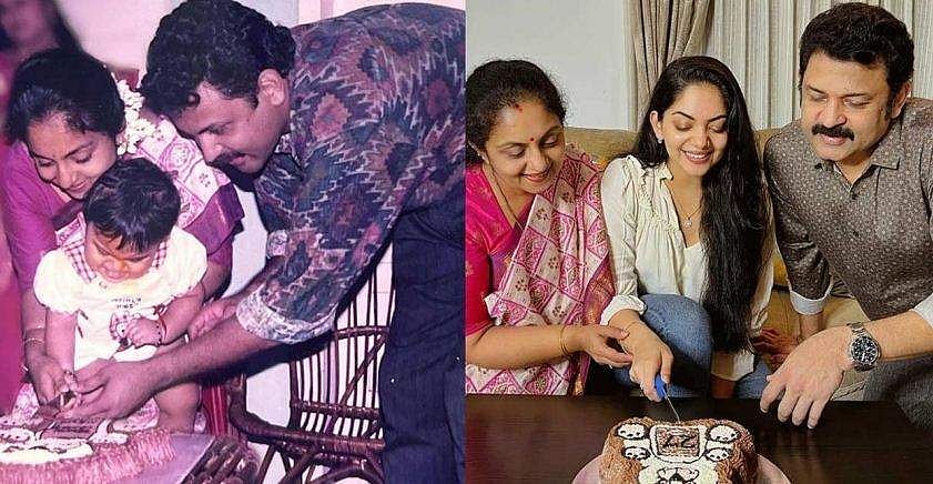ഒന്നാം പിറന്നാളിന് മുറിച്ച കേക്ക്, അതേ സാരിയിൽ അമ്മ, കൂടെ അച്ഛനും; 27ാം ജന്മദിനം വ്യത്യസ്തമാക്കി അഹാന കൃഷ്ണ