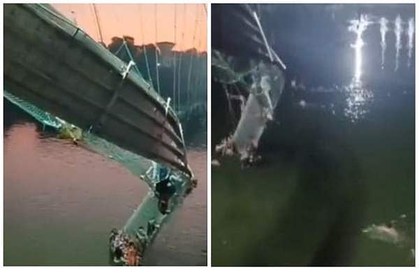 ഗുജറാത്തില്‍ തൂക്കുപാലം തകര്‍ന്ന് ദുരന്തം: 35 മരണം, നൂറോളംപേര്‍ ഒഴുകിപ്പോയതായി സംശയം