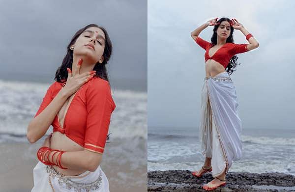 മുറുക്കിച്ചുവപ്പിച്ച ചുണ്ടുകൾ, കയ്യിൽ കുപ്പിവള, ചുവന്ന പൊട്ട്; ബം​ഗാളി സൗന്ദര്യം നിറച്ച് അനശ്വര രാജൻ; വൈറൽ