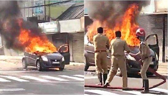 മൂവാറ്റുപുഴയില്‍ ഓടിക്കൊണ്ടിരുന്ന കാറിന് തീപിടിച്ചു