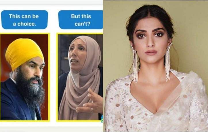 'തലപ്പാവ് ആകാമെങ്കിൽ എന്തുകൊണ്ട് ഹിജാബ് പാടില്ല' : സോനം കപൂർ 
