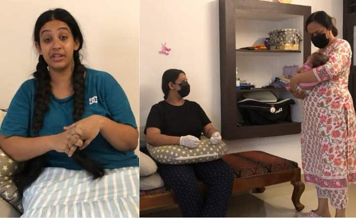 കോവിഡ്, കൈയ്യിൽ ഒന്നര മാസം പ്രായമുള്ള കുഞ്ഞ്, അമ്മയും അർജുനും പോസിറ്റീവ്; വിഡിയോ പങ്കുവച്ച് സൗഭാഗ്യ 