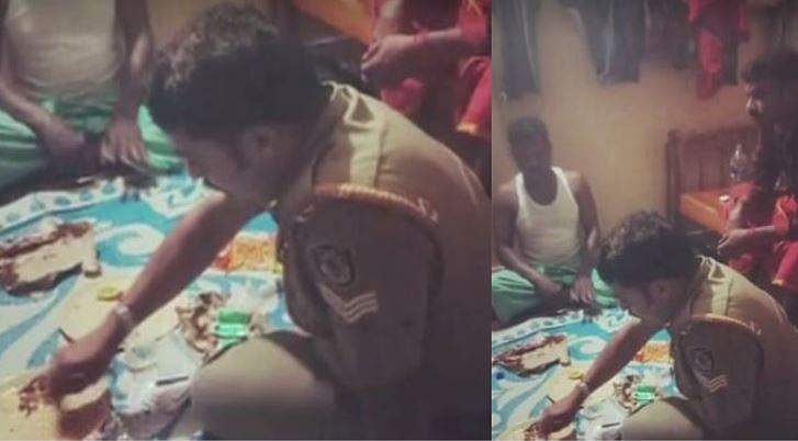 ഗുണ്ടാസംഘത്തിനൊപ്പം യൂണിഫോമിൽ മദ്യപാനം, ഫോട്ടോ പുറത്തായി; പൊലീസുകാരന് സസ്പെൻഷൻ