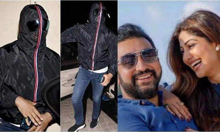 മുഖം മറച്ച് ജാക്കറ്റ്, "തലയിൽ തുണിയിട്ട് നടക്കേണ്ട അവസ്ഥയായല്ലോ"; രാജ് കുന്ദ്രയ്ക്ക് ട്രോൾ, വിഡിയോ