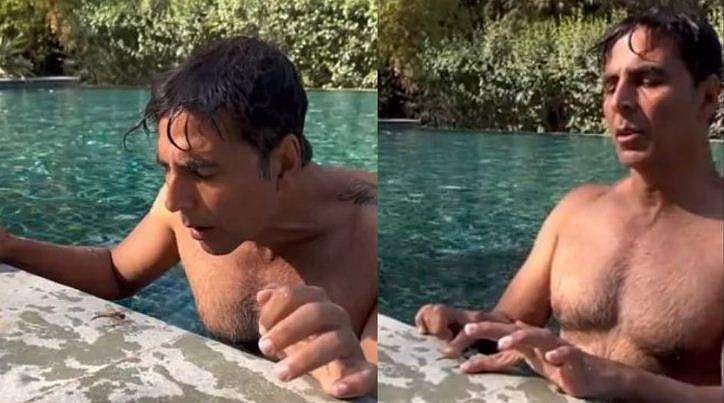 നീന്തല്‍ കുളത്തില്‍ വീണ തുമ്പിയെ രക്ഷിച്ചു, ഊതി ചിറക് ഉണക്കി അക്ഷയ് കുമാര്‍; വിഡിയോ