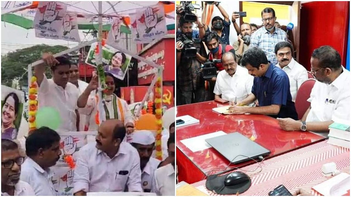സൈക്കിള്‍ റിക്ഷയിലേറി ഉമാ തോമസ്; പ്രകടനമായെത്തി ജോ ജോസഫ്; തൃക്കാക്കരയില്‍ യുഡിഎഫ്- എല്‍ഡിഎഫ് സ്ഥാനാര്‍ത്ഥികള്‍ പത്രിക നല്‍കി ( വീഡിയോ)