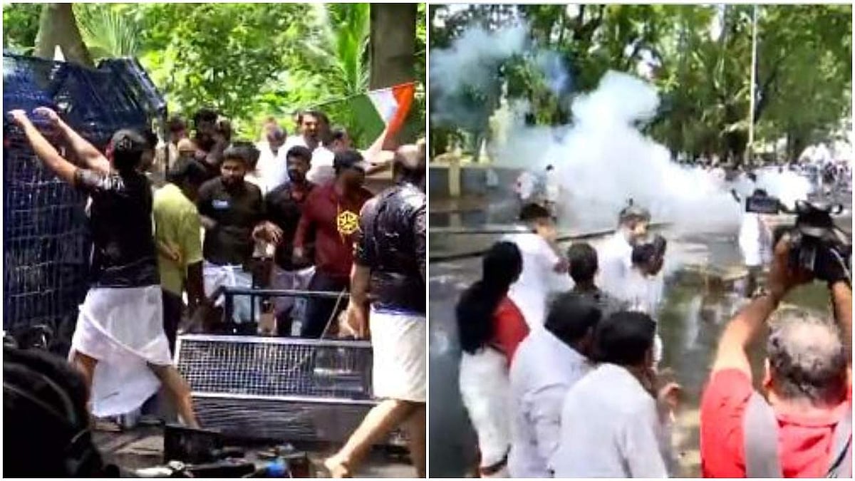 കോണ്‍ഗ്രസിന്റെ രാജ്ഭവന്‍ മാര്‍ച്ചില്‍ സംഘര്‍ഷം, ജലപീരങ്കി, കണ്ണീര്‍ വാതകം ( വീഡിയോ)