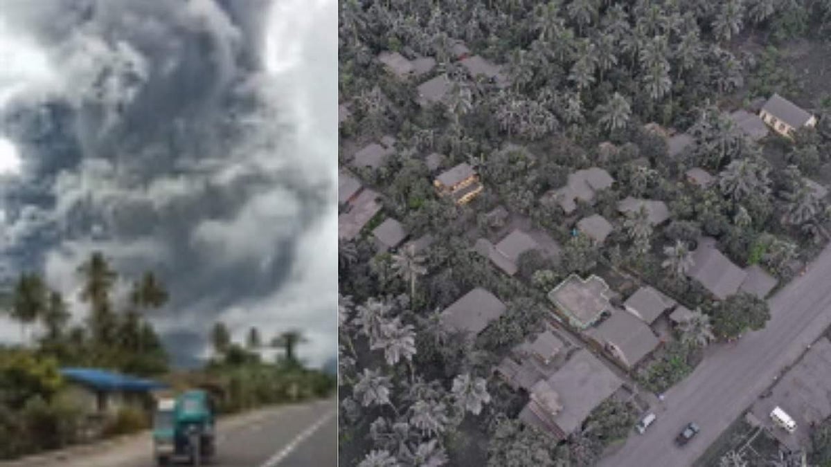 ചാരം മൂടി പട്ടണങ്ങളും ഗ്രാമങ്ങളും, അഗ്നിപര്‍വത സ്‌ഫോടനത്തില്‍ പുകയും പൊടിപടലങ്ങളും നിറഞ്ഞ് ആകാശം; പുറത്തിറങ്ങരുതെന്ന് ജനങ്ങള്‍ക്ക് നിര്‍ദേശം ( വീഡിയോ)