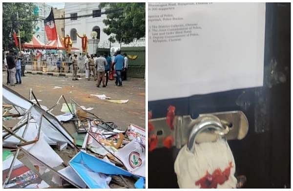 ഏറ്റുമുട്ടി ഇപിഎസ്, ഒപിഎസ് അണികള്‍; എഐഎഡിഎംകെ ആസ്ഥാനം പൂട്ടി തമിഴ്‌നാട് സര്‍ക്കാര്‍