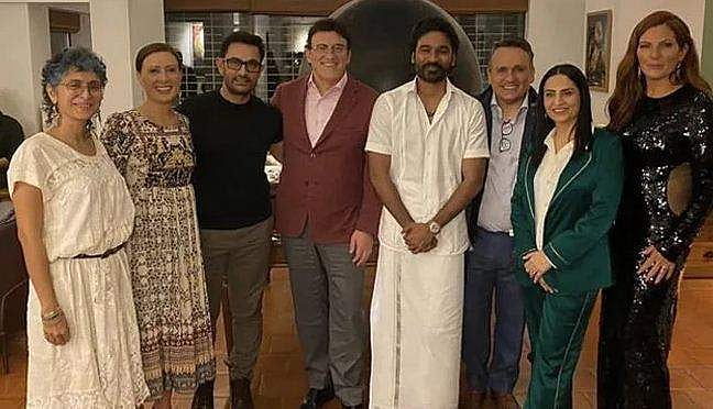 റൂസോ ബ്രദേഴ്‌സിന് ഗുജറാത്തി ഭക്ഷണം വിളമ്പി ആമിര്‍ ഖാന്‍, ഒപ്പം ധനുഷും; ഫോട്ടോ വൈറല്‍