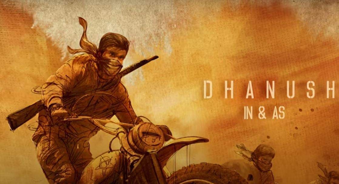 മുഖം മൂടിയും തോക്കും, ബൈക്കിൽ ചീറിപ്പാഞ്ഞ് 'ക്യാപ്റ്റൻ മില്ലർ'; ധനുഷിന്റെ പാൻ ഇന്ത്യൻ ചിത്രം; മോഷൻ പോസ്റ്റർ