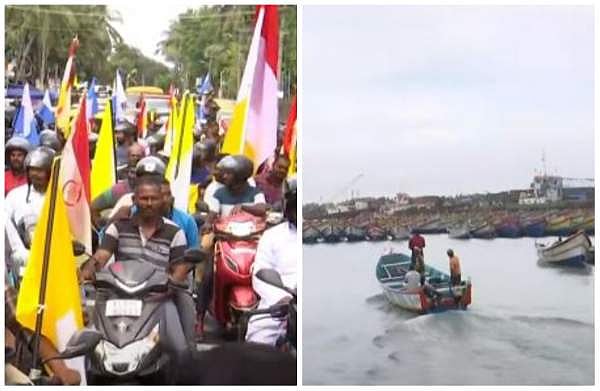 കടലിലും കരയിലും സമരം; വിഴിഞ്ഞം തുറമുഖത്തേക്ക് എത്തുന്നത് നൂറു വള്ളങ്ങള്‍, പദ്ധതി പ്രദേശം വളയാന്‍ മത്സ്യ തൊഴിലാളികള്‍